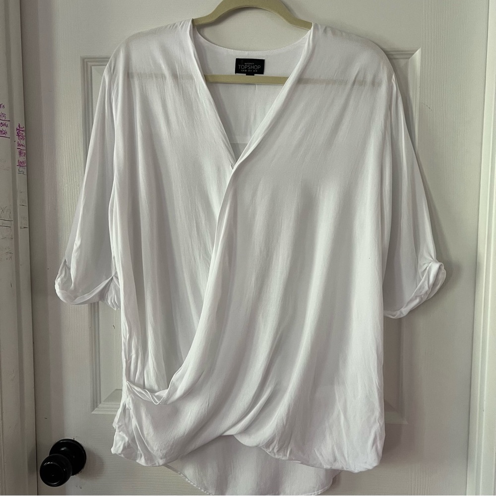 Topshop White Draped Maternity Blouse